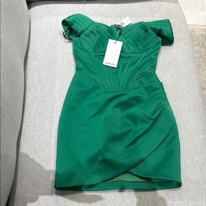 Green Off-Shoulder Dress by [Brand]
